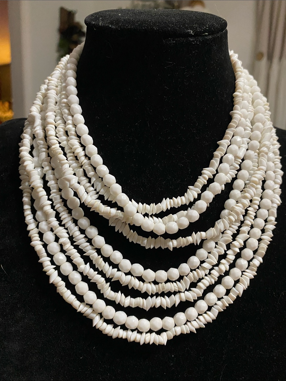 VTG Milk Glass Multi-Strand Necklace